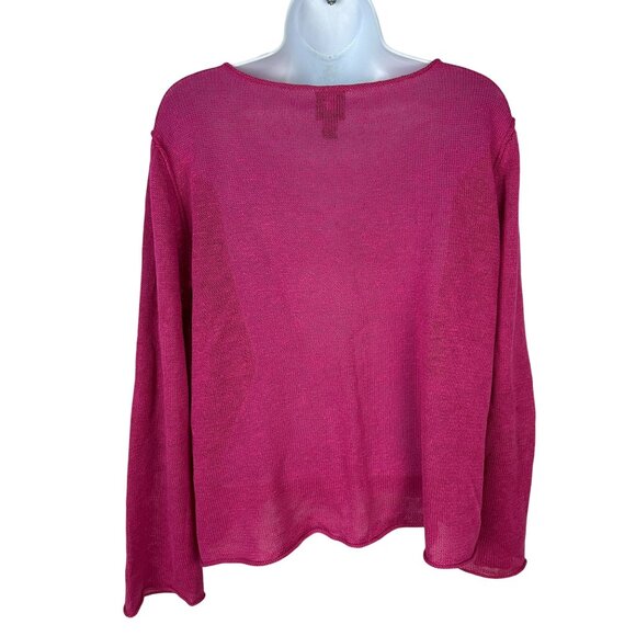 Eileen Fisher Petite Open Knit Fuchsia Linen Sweater Size PM - Picture 8 of 8